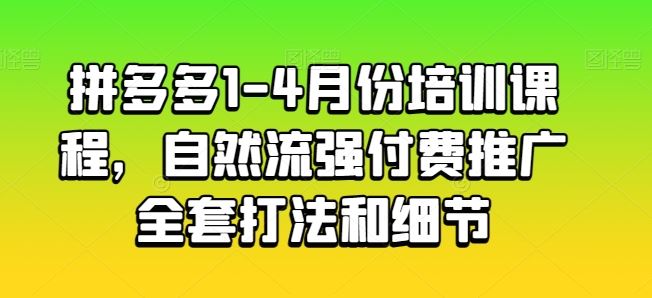 拼多多1-4月份培训课程，自然流强付费推广全套打法和细节-解忧云网络