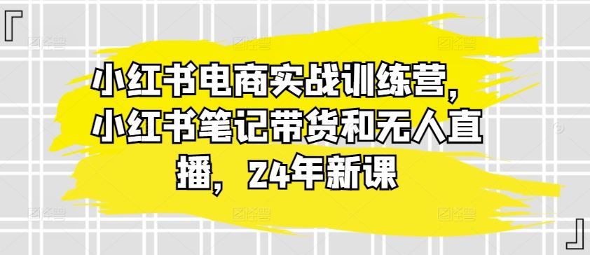 小红书电商实战训练营，小红书笔记带货和无人直播，24年新课-解忧云网络