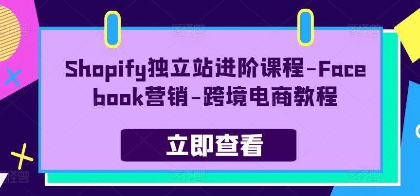 Shopify独立站进阶课程-Facebook营销-跨境电商教程-解忧云网络