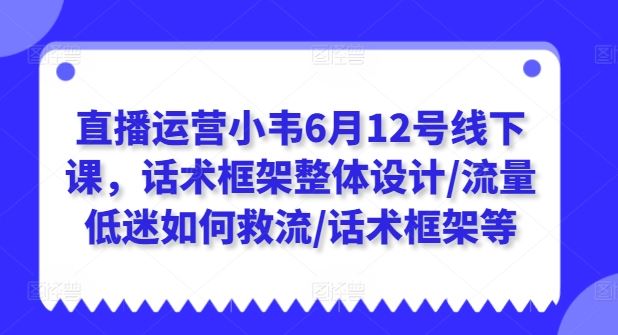 直播运营小韦6月12号线下课，话术框架整体设计/流量低迷如何救流/话术框架等-解忧云网络