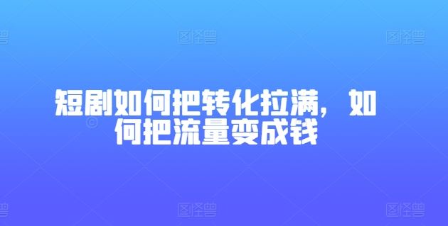 短剧如何把转化拉满，如何把流量变成钱-解忧云网络