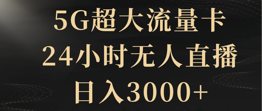 （8304期）5G超大流量卡，24小时无人直播，日入3000+-解忧云网络