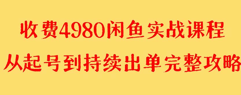 （8359期）外面收费4980闲鱼无货源实战教程 单号4000+-解忧云网络