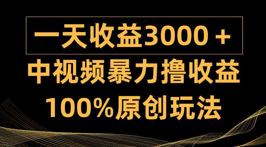 （9696期）中视频暴力撸收益，日入3000＋，100%原创玩法，小白轻松上手多种变现方式-解忧云网络