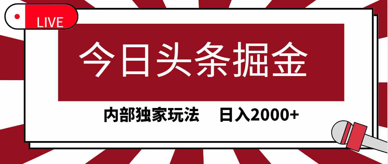 （9832期）今日头条掘金，30秒一篇文章，内部独家玩法，日入2000+-解忧云网络