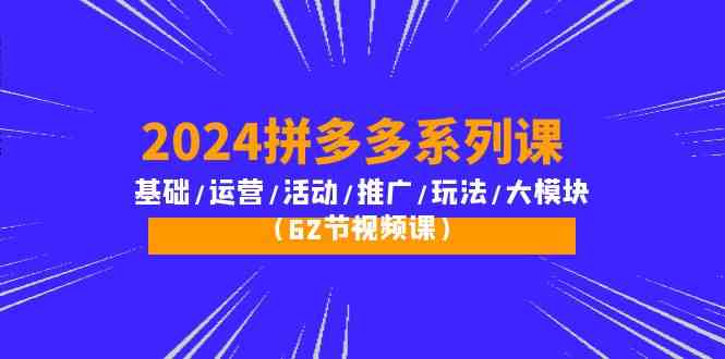 （10019期）2024拼多多系列课：基础/运营/活动/推广/玩法/大模块（62节视频课）-解忧云网络