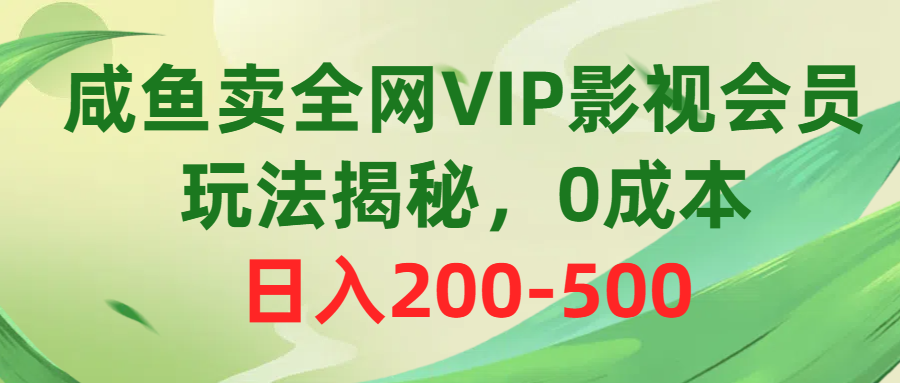 （10517期）咸鱼卖全网VIP影视会员，玩法揭秘，0成本日入200-500-解忧云网络