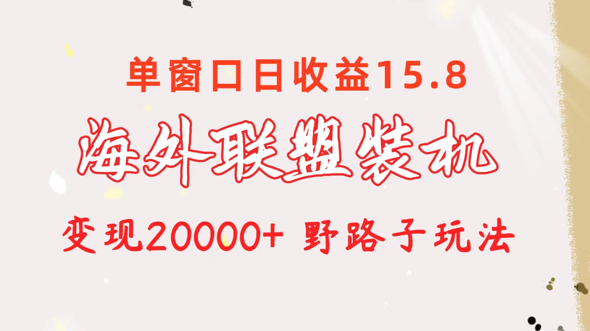 （10475期）海外联盟装机 单窗口日收益15.8  变现20000+ 野路子玩法-解忧云网络