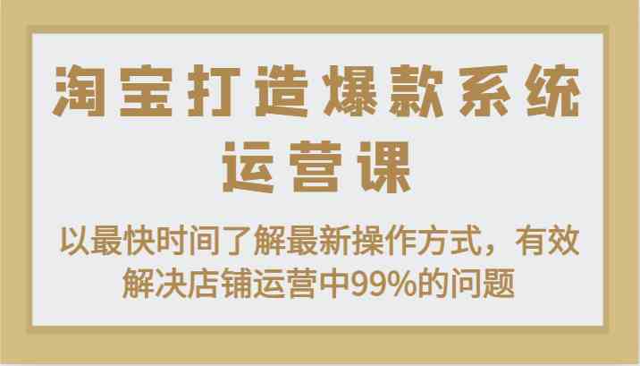 淘宝打造爆款系统运营课：以最快时间了解最新操作方式，有效解决店铺运营中99%的问题-解忧云网络