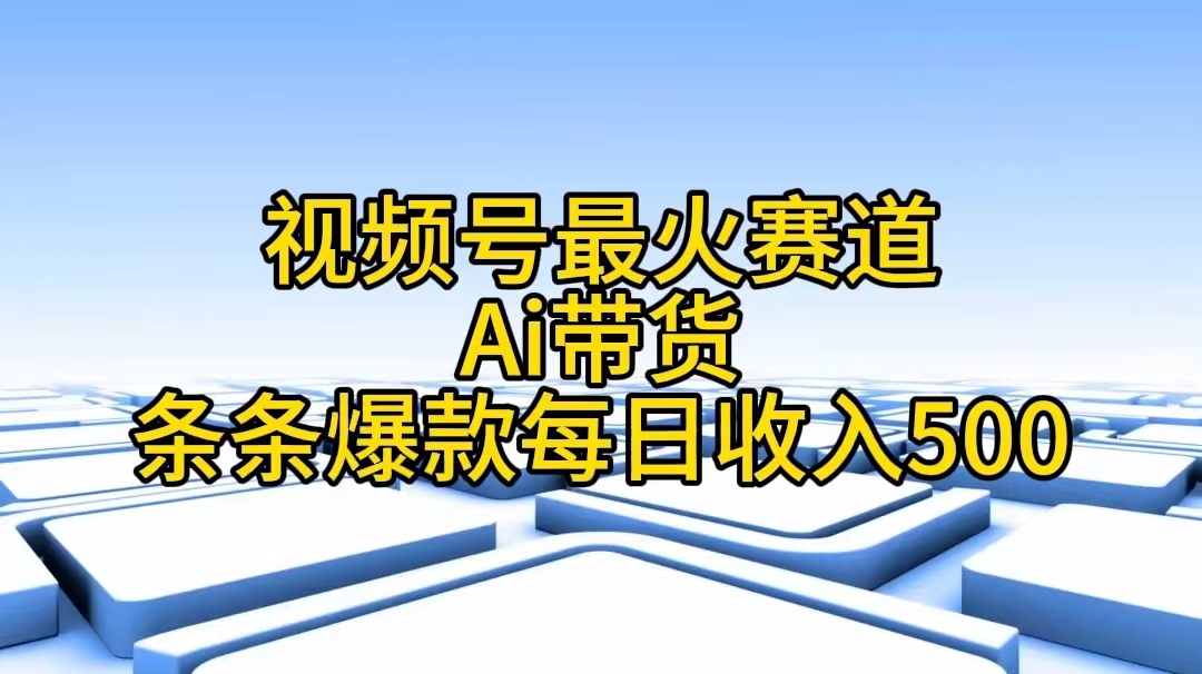 （11038期）视频号最火赛道——Ai带货条条爆款每日收入500-解忧云网络
