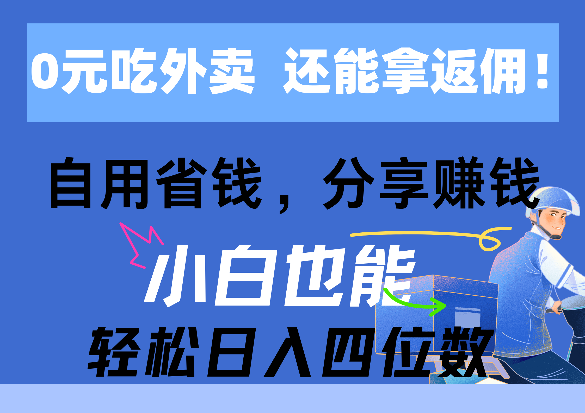 （11037期）0元吃外卖， 还拿高返佣！自用省钱，分享赚钱，小白也能轻松日入四位数-解忧云网络