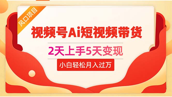 （10807期）2天上手5天变现视频号Ai短视频带货0粉丝0基础小白轻松月入过万-解忧云网络