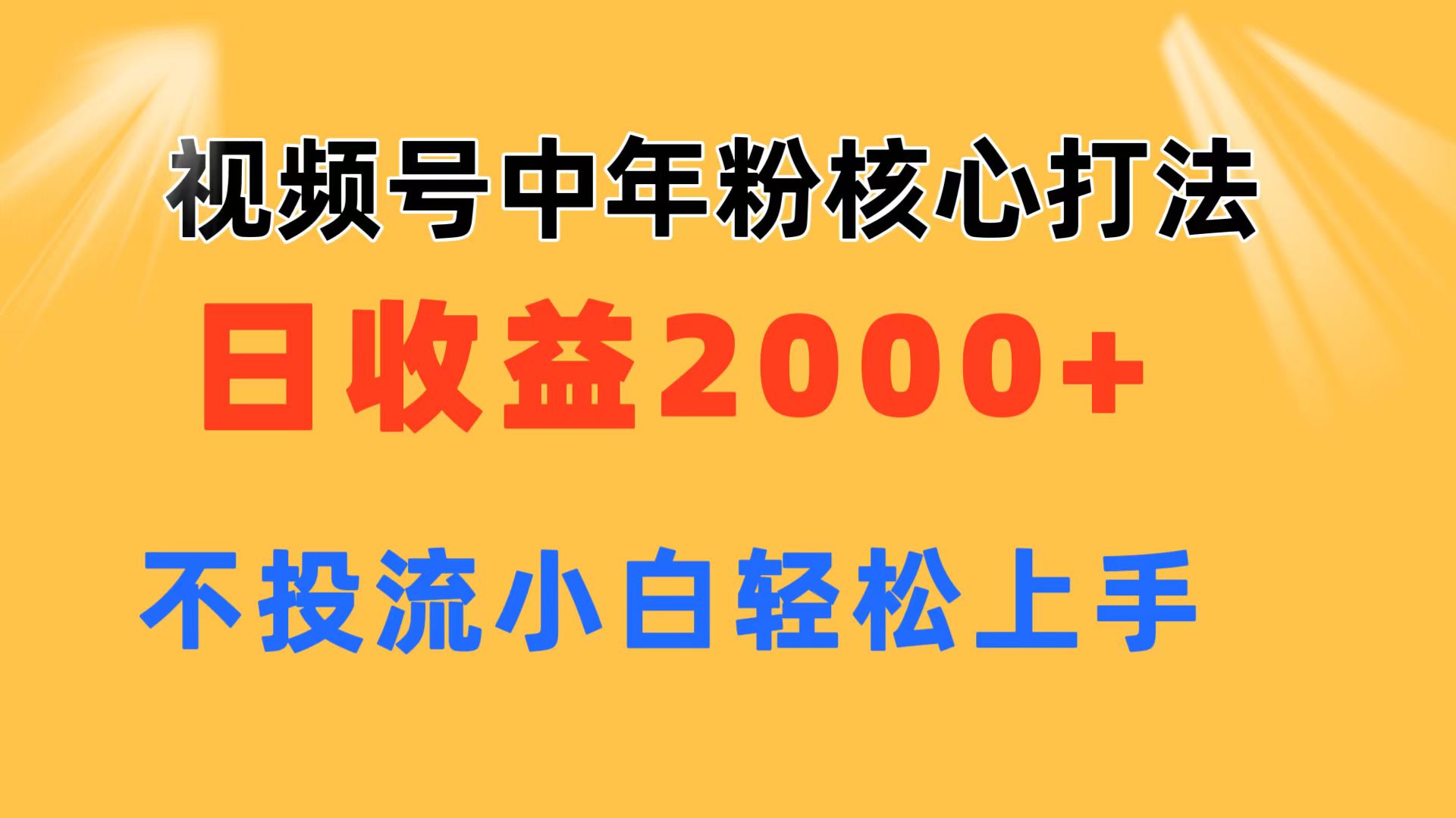 （11205期）视频号中年粉核心玩法 日收益2000+ 不投流小白轻松上手-解忧云网络