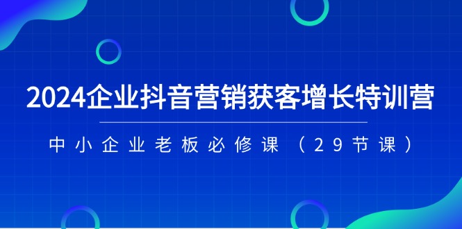 （11349期）2024企业抖音-营销获客增长特训营，中小企业老板必修课（29节课）-解忧云网络