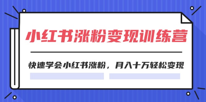 （11762期）2024小红书涨粉变现训练营，快速学会小红书涨粉，月入十万轻松变现(40节)-解忧云网络