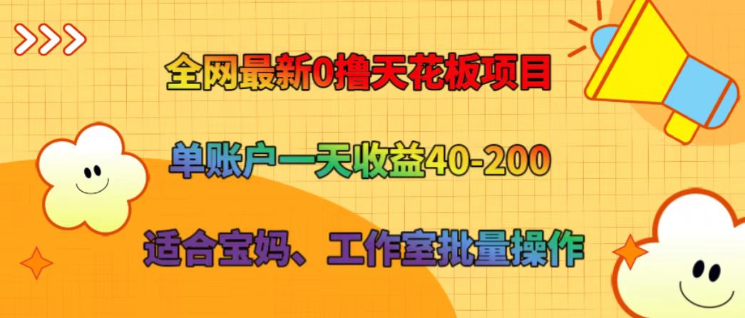 全网最新0撸天花板项目 单账户一天收益40-200 适合宝妈、工作室批量操作-解忧云网络