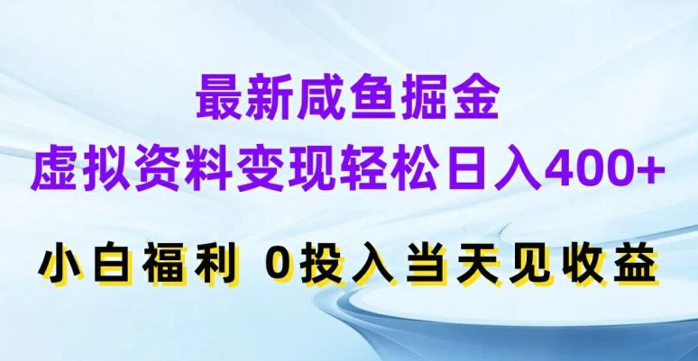 最新咸鱼掘金，虚拟资料变现，轻松日入400+，小白福利，0投入当天见收益【揭秘】-解忧云网络