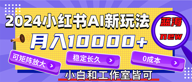 （12083期）2024最新小红薯AI赛道，蓝海项目，月入10000+，0成本，当事业来做，可矩阵-解忧云网络