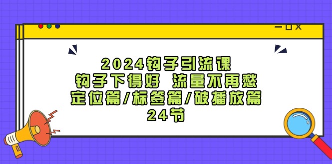 2024钩子引流课：钩子下得好流量不再愁，定位篇/标签篇/破播放篇/24节-解忧云网络