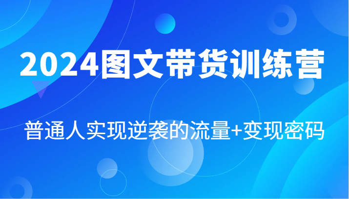 2024图文带货训练营，普通人实现逆袭的流量+变现密码（87节课）-解忧云网络