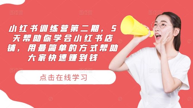 小红书训练营第二期，5天帮助你学会小红书店铺，用最简单的方式帮助大家快速赚到钱-解忧云网络
