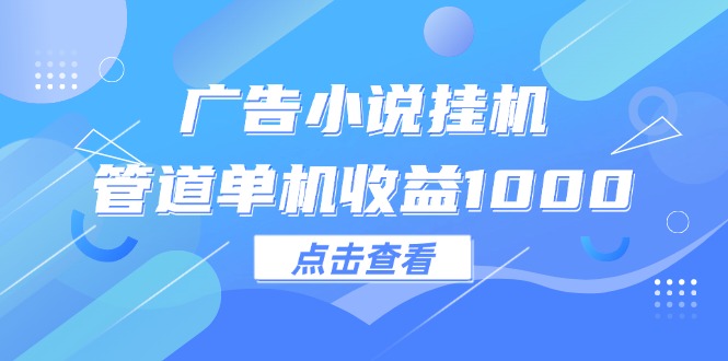 （12198期）广告小说挂机管道单机收益1000+-解忧云网络
