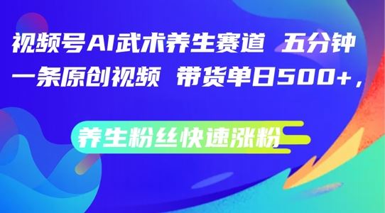 视频号AI武术养生赛道，五分钟一条原创视频，带货单日几张，养生粉丝快速涨粉【揭秘】-解忧云网络