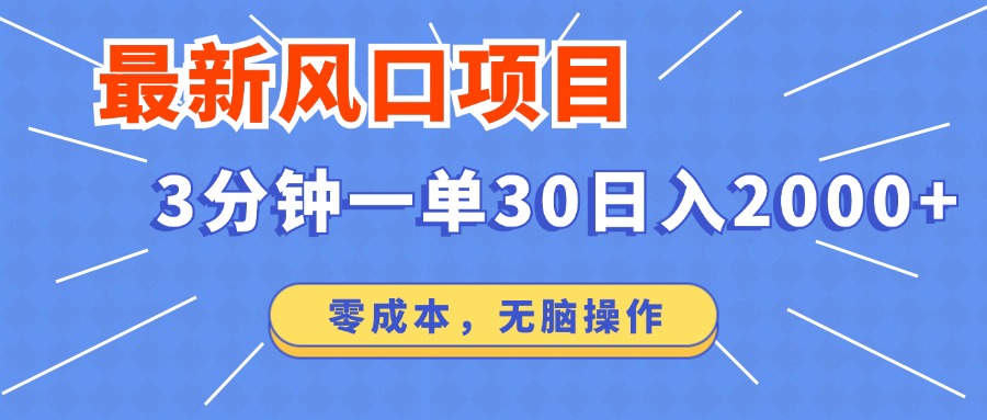 （12272期）最新风口项目操作，3分钟一单30。日入2000左右，零成本，无脑操作。-解忧云网络