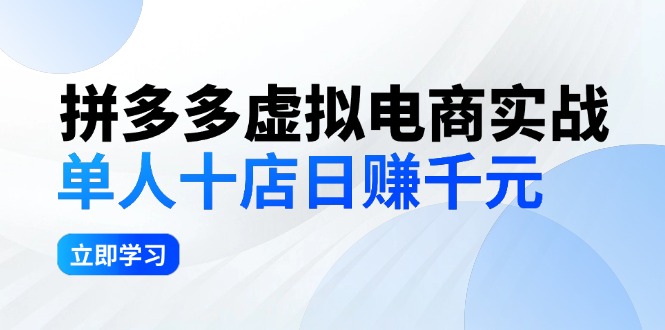 （12326期）拼多多虚拟电商实战：单人10店日赚千元，深耕老项目，稳定盈利不求风口-解忧云网络