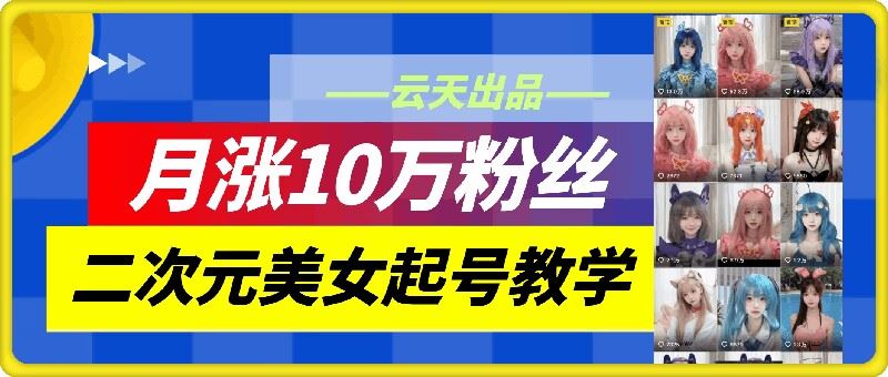 云天二次元美女起号教学，月涨10万粉丝，不判搬运-解忧云网络