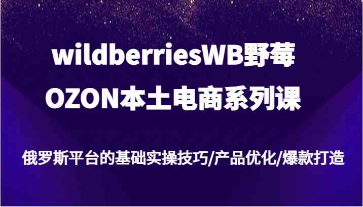 wildberriesWB野莓/OZON本土电商系列课，俄罗斯平台的基础实操技巧/产品优化/爆款打造-解忧云网络