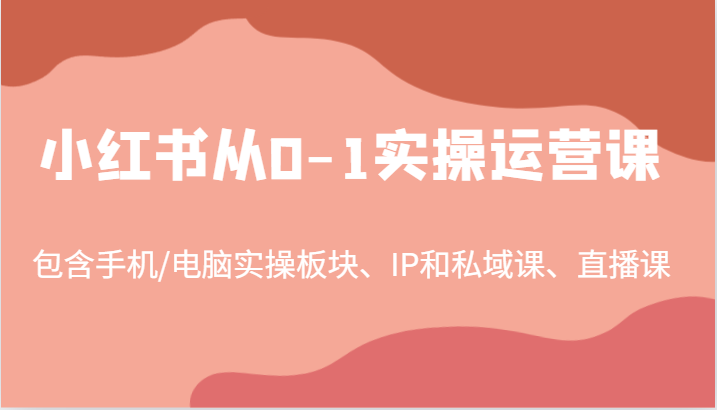 小红书从0-1实操运营课，包含手机/电脑实操板块、IP和私域课、直播课（97节）-解忧云网络