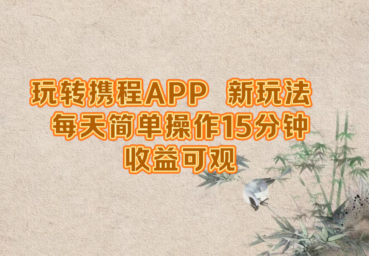 （12705期）玩转携程APP，新玩法，每天简单操作15分钟，收益可观-解忧云网络