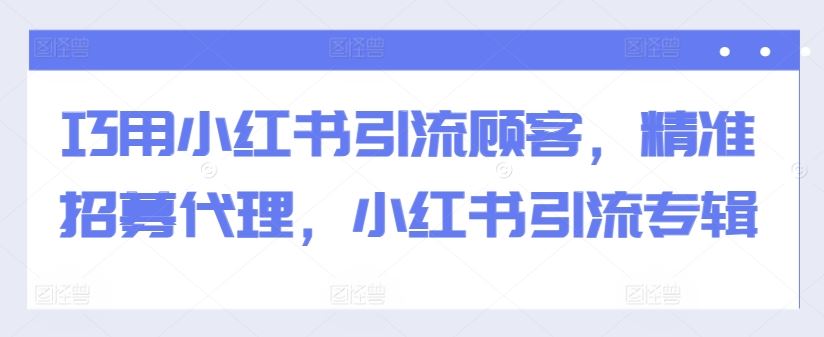 巧用小红书引流顾客，精准招募代理，小红书引流专辑-解忧云网络