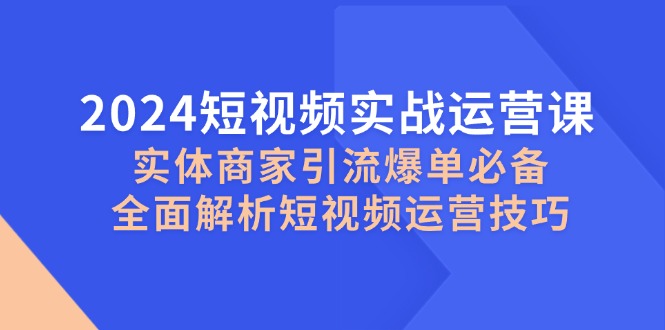 2024短视频实战运营课，实体商家引流爆单必备，全面解析短视频运营技巧-解忧云网络