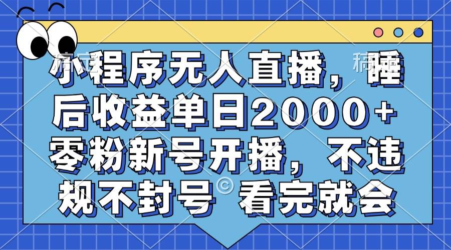 （13251期）小程序无人直播，睡后收益单日2000+ 零粉新号开播，不违规不封号 看完就会-解忧云网络