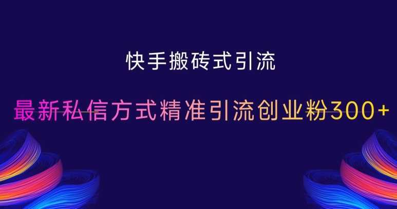 快手搬砖式引流，最新私信方式精准引流创业粉300+-解忧云网络